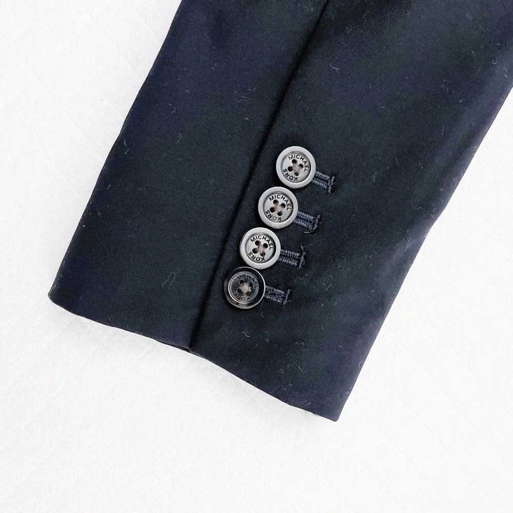 Michael Kors Black Tailored Open Blazer 2 Front Pockets SZ8